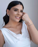 Brinco Gota Frisada 2.0 cm Ródio Branco