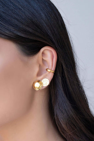 Brinco Redondo Orgânico 12 mm Banhado a Ouro 18K