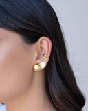 Brinco Redondo Orgânico 12 mm Banhado a Ouro 18K
