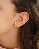 Brinco Infantil Borboleta Cravejada Cristal 7 mm Banhado a Ouro 18K