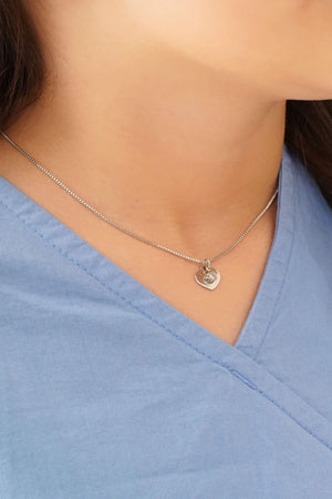 Gargantilha Infantil Veneziana Coração Ponto de Luz Cristal Ródio Branco