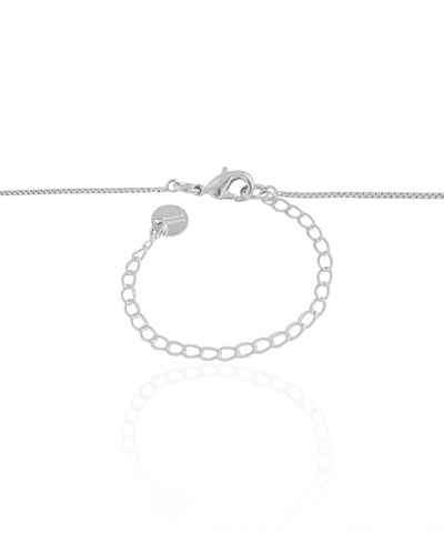 Colar Infantil Veneziana Coração Ponto de Luz Cristal Ródio Branco - 31 cm