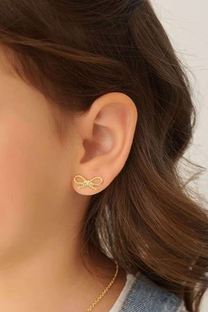 Brinco Infantil Laço Texturizado Banhado a Ouro 18K