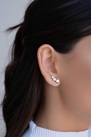 Ear Cuff Redondo Cravejado Cristal Ródio Branco
