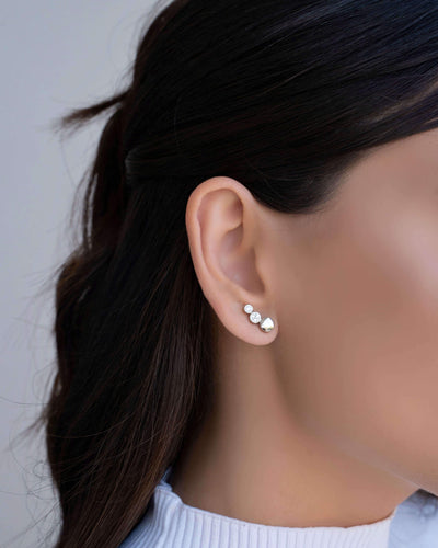 Ear Cuff Redondo Cravejado Cristal Ródio Branco