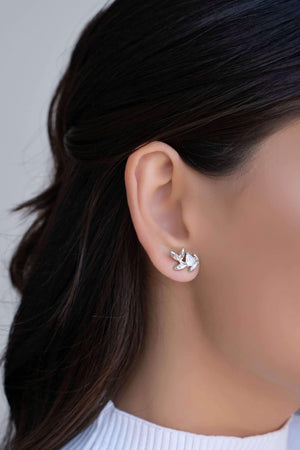 Ear Cuff Folha Gota Cristal Ródio Branco