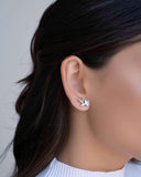 Ear Cuff Folha Gota Cristal Ródio Branco