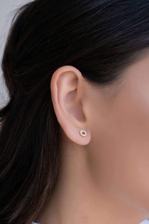 Brinco Círculo Cravejado Cristal 6 mm Banhado a Ouro 18K
