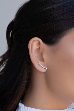 Ear Cuff Cravejado Cristal Ródio Branco