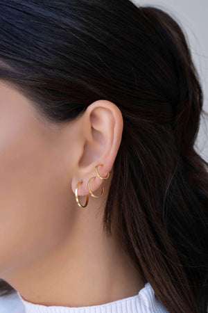 Brinco Argola Reta Lisa 1.7 cm Banhado a Ouro 18K