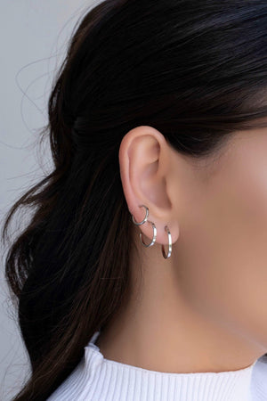 Brinco Argola Reta Lisa 1.7 cm Ródio Branco