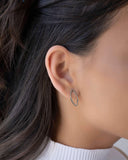 Brinco Elíptico Vazado Ródio Branco