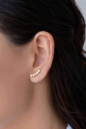 Ear Cuff Cravação Inglesa Cristal Banhado a Ouro 18K