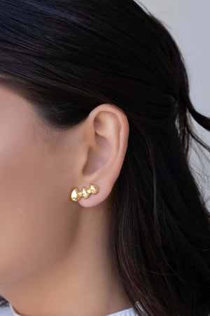 Ear Cuff Gotas Lisas Banhado a Ouro 18K