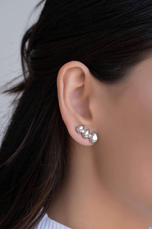 Ear Cuff Gotas Lisas Ródio Branco