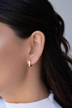 Brinco Argola Click Reta Lisa 1.3 cm Banhado a Ouro 18K