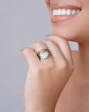 Anel Filetes Coração Cravejado Tamanho 23 Ródio Branco