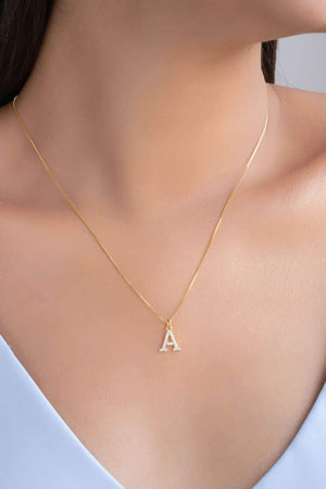 Gargantilha Veneziana Letra A Cravejada Cristal Banhado a Ouro 18K - 45 cm