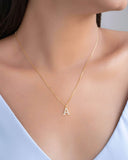 Gargantilha Veneziana Letra A Cravejada Cristal Banhado a Ouro 18K - 45 cm