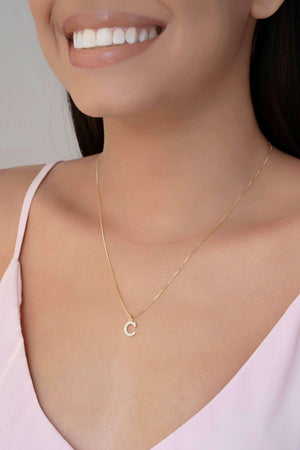 Gargantilha Veneziana Letra C Cravejada Cristal Banhado a Ouro 18K - 45 cm