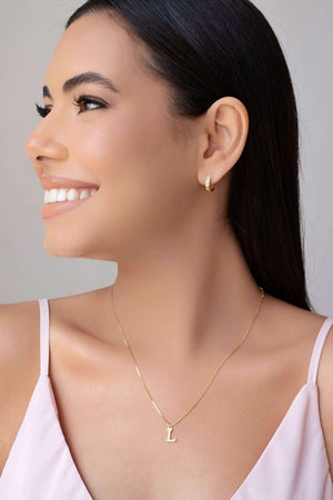 Gargantilha Veneziana Letra L Cravejada Cristal Banhado a Ouro 18K - 45 cm