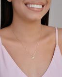 Gargantilha Veneziana Letra M Cravejada Cristal Banhado a Ouro 18K - 45 cm