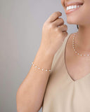 Pulseira Pérolas Bolinhas Diamantadas Banhado a Ouro 18K