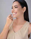 Pulseira Pérolas Bolinhas Diamantadas Banhado a Ouro 18K
