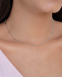 Choker Grumet Achatada Ródio Branco - 33 cm