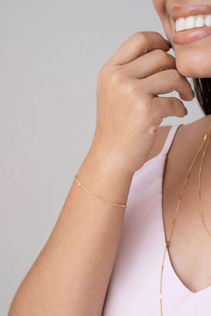 Pulseira Grumet Achatada Banhado a Ouro 18K