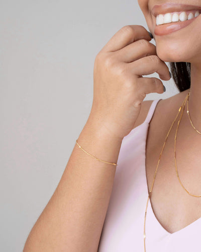 Pulseira Grumet Achatada Banhado a Ouro 18K