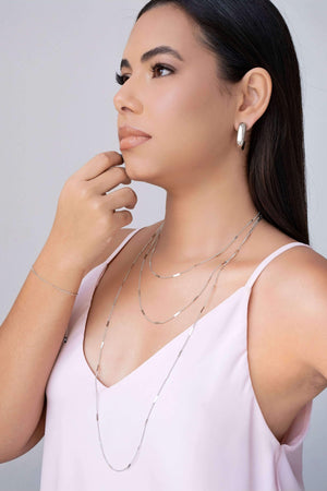 Pulseira Grumet Achatada Ródio Branco