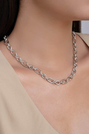 Gargantilha Elos Ovais 8 mm Ródio Branco - 45 cm