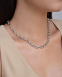 Gargantilha Elos Ovais 8 mm Ródio Branco - 45 cm