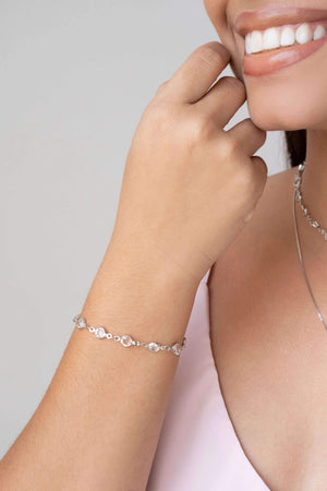 Pulseira Pontos de Luz Cristal 7 mm Ródio Branco