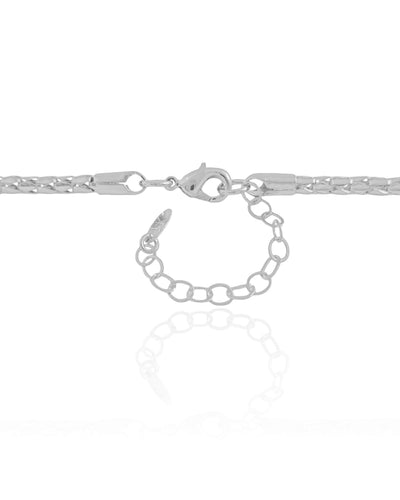 Colar Malha Oca 3 mm Ródio Branco - 45 cm