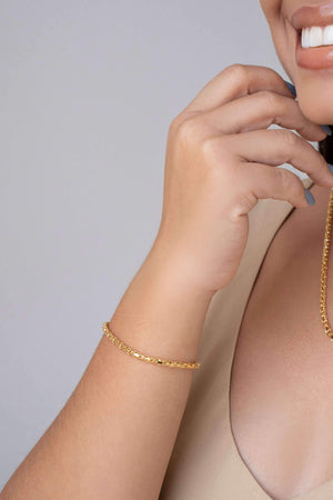 Pulseira Malha Oca 3 mm Banhado a Ouro 18K