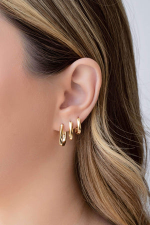 Trio de Argolas Torcidas Banhado a Ouro 18K