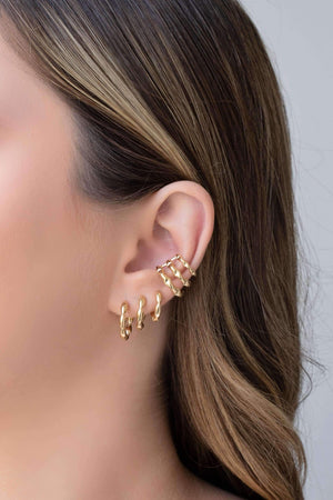 Trio de Argolas Gomos Lisos Banhado a Ouro 18K