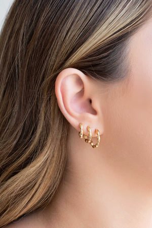 Trio de Argolas Gomos Lisos Banhado a Ouro 18K
