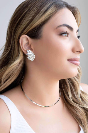 Brinco Asa Lisa 3.3 cm Ródio Branco