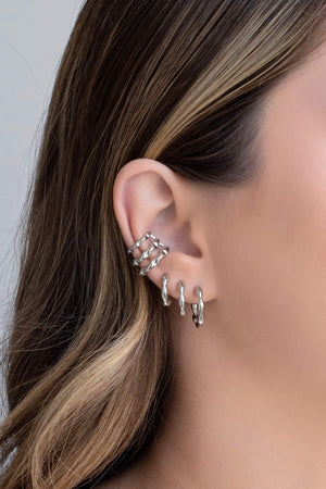 Piercing Filetes Martelados Ródio Branco