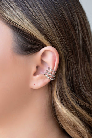 Piercing Filetes Martelados Ródio Branco