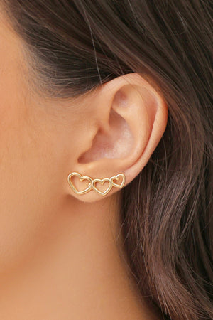 Ear Cuff Corações Vazados 2.3 cm Banhado a Ouro 18K