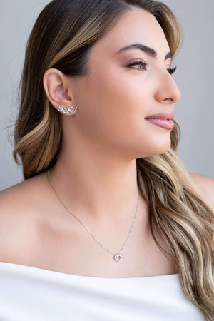 Gargantilha Veneziana Coração Vazado Ródio Branco - 45 cm