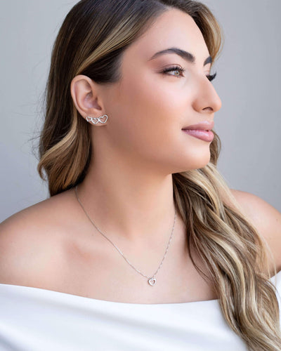 Colar Veneziana Coração Vazado Ródio Branco - 45 cm