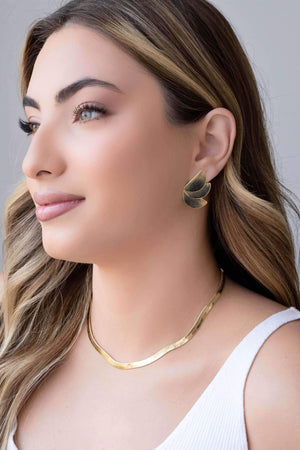 Brinco Leque Liso 3.0 cm Banhado a Ouro 18K