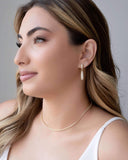 Brinco Gota Cravejado Cristal 3.2 cm Banhado a Ouro 18K