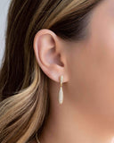 Brinco Gota Cravejado Cristal 3.2 cm Banhado a Ouro 18K