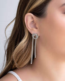 Brinco Nó Malha Italiana 7.8 cm Ródio Branco